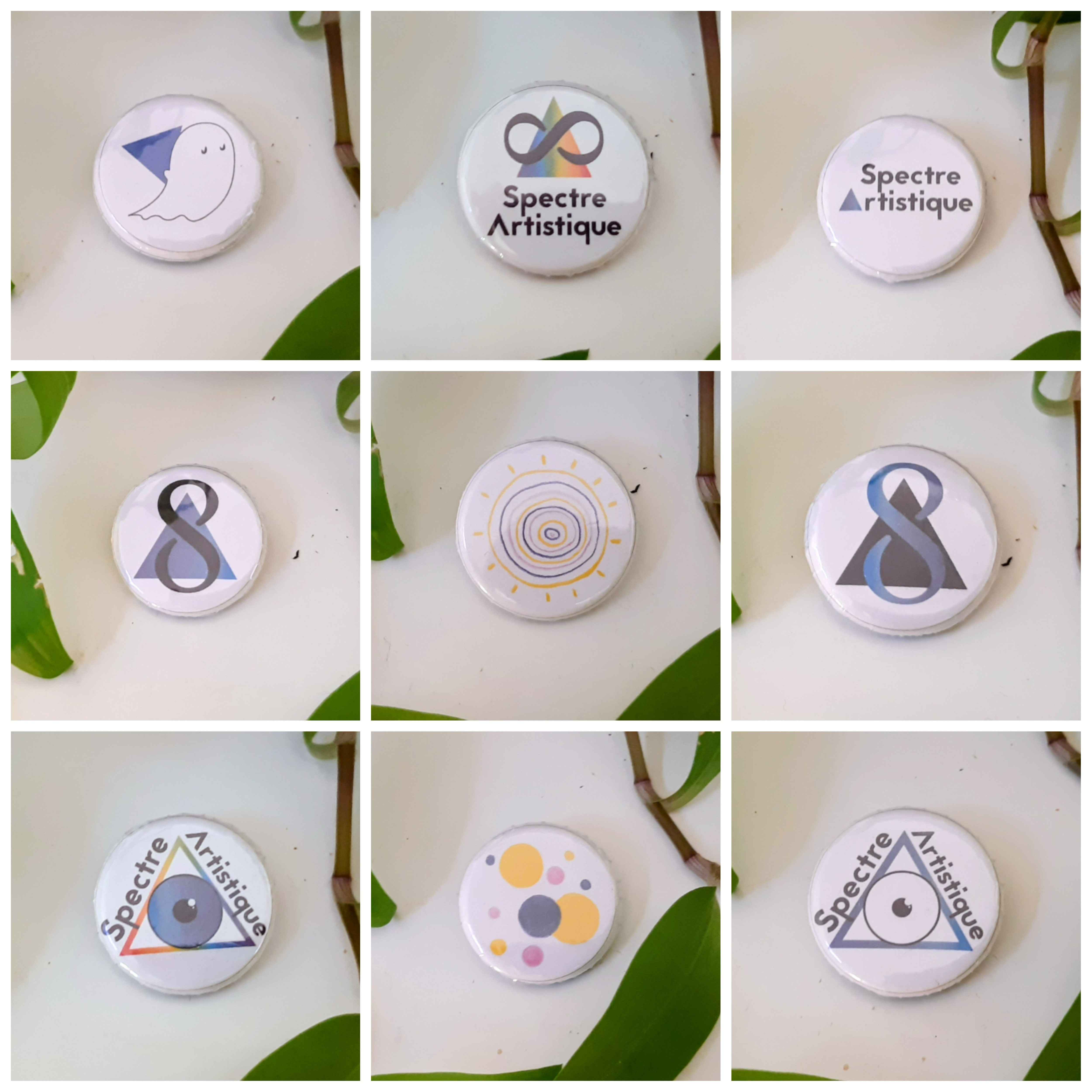 Photo de neufs pins. Ils sont décrit individuellement dans la page produit.